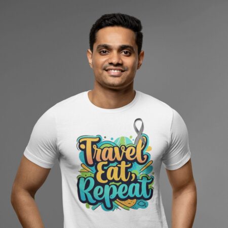 Travel, Eat, Repeat – Men’s Longline Curved T-Shirt