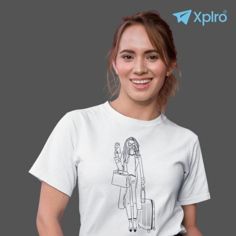Beautiful Traveler Girl – Women Classic Crew T-Shirt