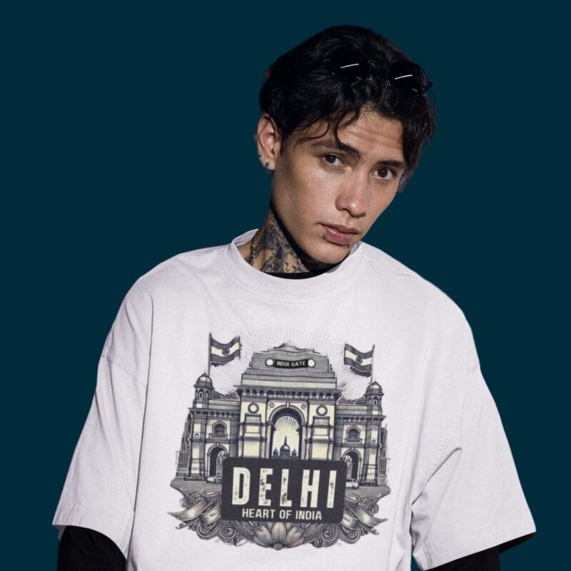 Delhi Heart Of India Men Oversized T-Shirt | Bold, Stylish & Travel-Ready