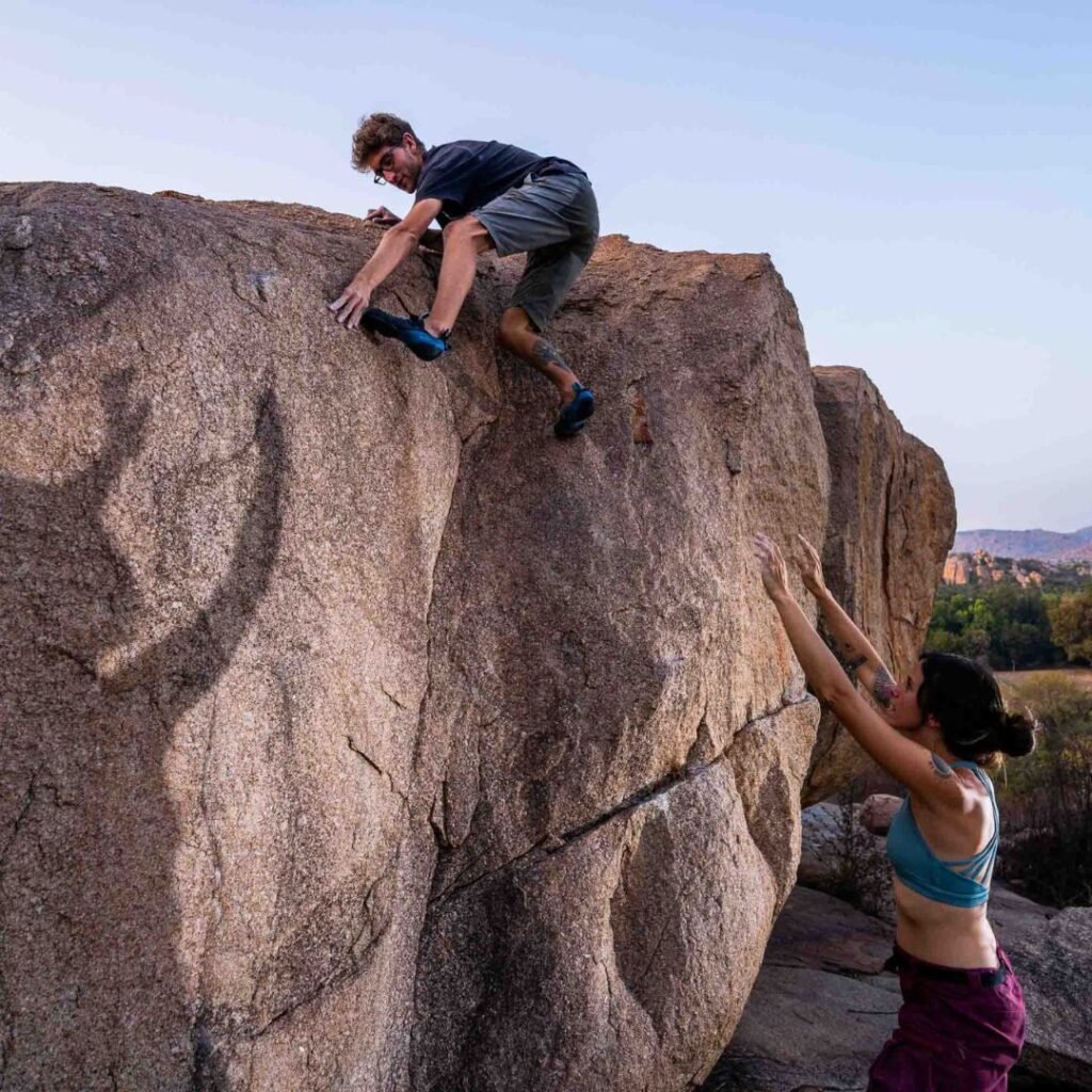 Beginner-Friendly Bouldering Workshops, Xplro, Rock Climbing in Hampi Ancient Quarries